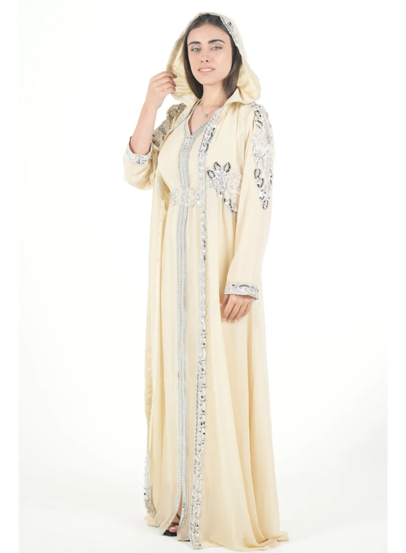 البنت الشرقية قفطان مغربي مطرز مع حزام على الخسر فستان