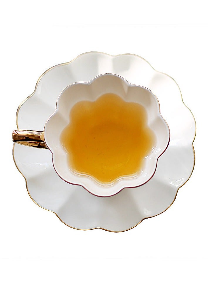 Light luxury gold-edged European-style ceramic tea cup, coffee cup, saucer and spoon set 3-piece set suitable for afternoon tea - white  - Image 5