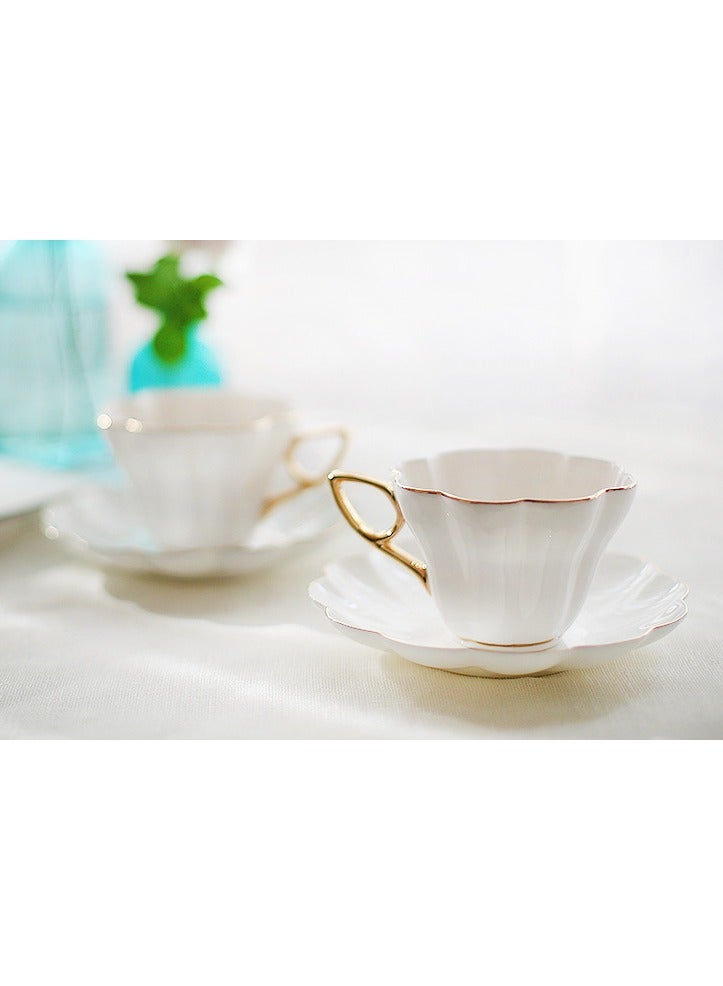 Light luxury gold-edged European-style ceramic tea cup, coffee cup, saucer and spoon set 3-piece set suitable for afternoon tea - white  - Image 4