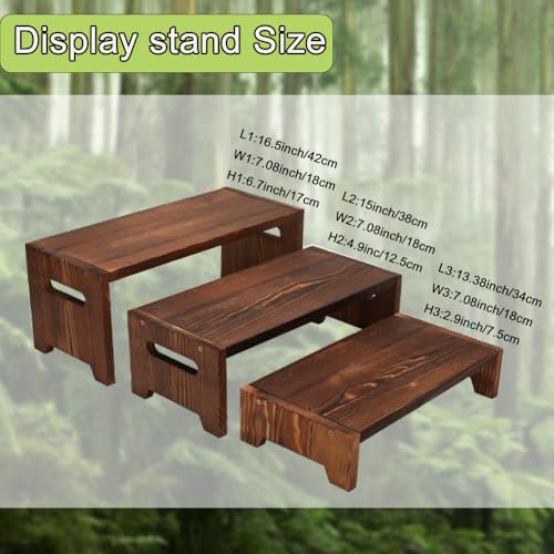 MRPAPA 3 Tier Cupcake Stand & Wood Display Risers,for Food Desserts Stand Perfume Organizer Funko POP Collections, Display Stand for Organizer and Decoration (Dark Brown-Display Riser) - Image 3