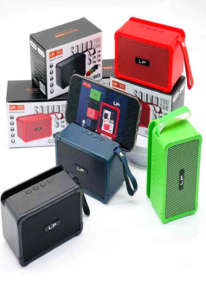 LP LP V93 Mini Wireless Speaker with RGB Lighting, Powerful Bass, and Phone Holder  - Image 1