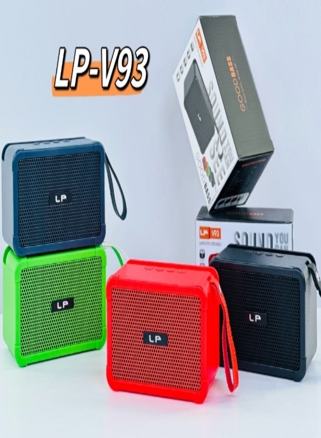 ال بي سماعة بلوتوث LP V93 المحمولة بصوت نقي وباس قوي مع إضاءة RGB وحامل للهاتف، تصميم عصري مع حزام حمل، بطارية تدوم طويلًا، ومتوافقة مع جميع الأجهزة الذكية. مثالية للمنزل والرحلات. - Image 1