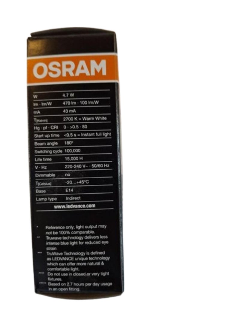Osram E14 4.7W Clear Filament LED Bulb, Warm White, 10-Pack - Image 4