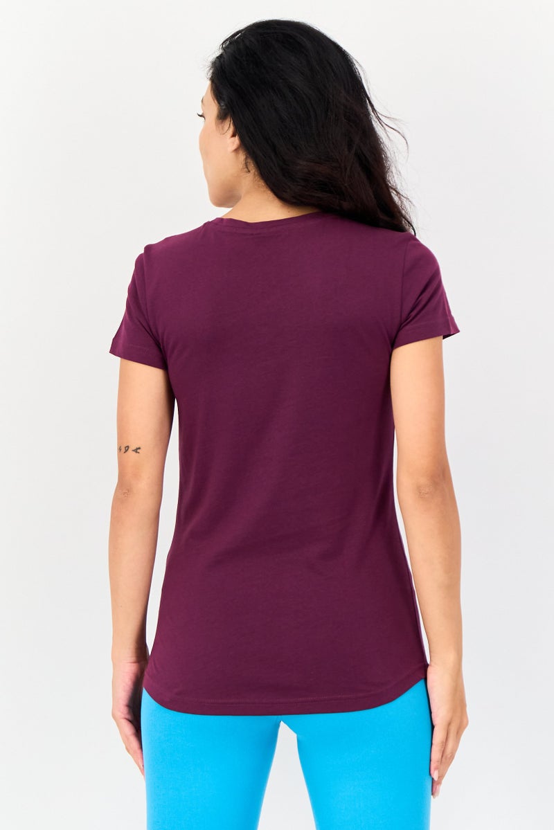PUMA تي شيرت نسائي بقصة عادية بأكمام قصيرة، بنفسجي - Image 2
