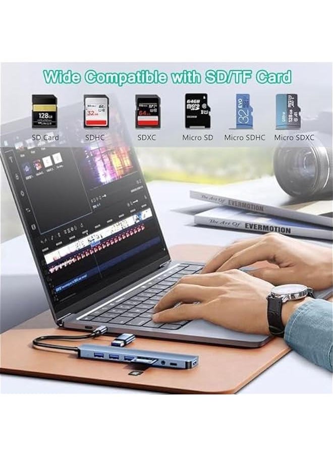 HOOKOR USB Hub 3.0 with 7 Ports, Aluminium USB C to USB 3.0 Hub for MacBook, Mac Pro/Mini, iMac, Ps4, PS5, Surface Pro,Flash Drive, Samsung (Expand USB & Type-C & 3.5mm & SD/TF)  - Image 4