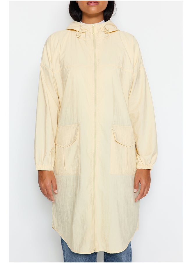 trendyol Oversize Hooded Water Repellent Long Raincoat TWOAW24MO00256  - Image 4