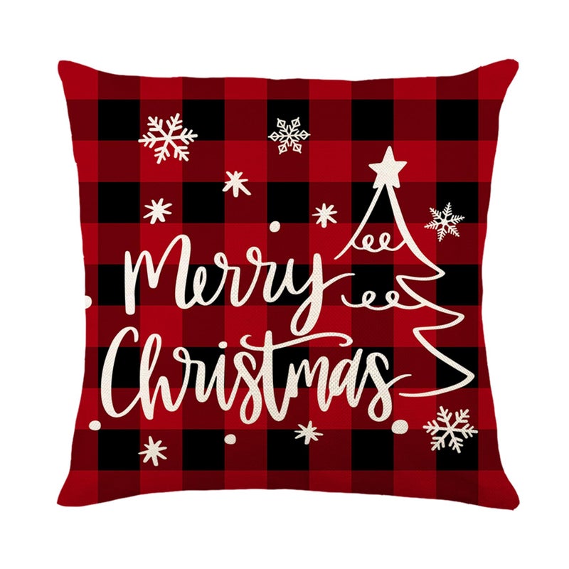 Ni-jasw Farmhouse Truck Truck Trees Choilder Convels Covers 18x18 inch Merry Christmas Believe Red Buffalo Plaid Xmas Holiday Cushion لأغطية أغطية أريكة أريكة سرير من 4 - Image 5