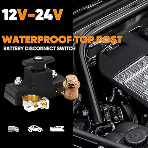 YUISI مفتاح فصل بطارية السيارة YUISI 12V/24V مفتاح قتل البطارية الثقيل مفاتيح قطع الطاقة لعزل البطارية ومنع استنزاف البطارية لشاحنة RV وقارب بحري (طرف سالب) - Image 4