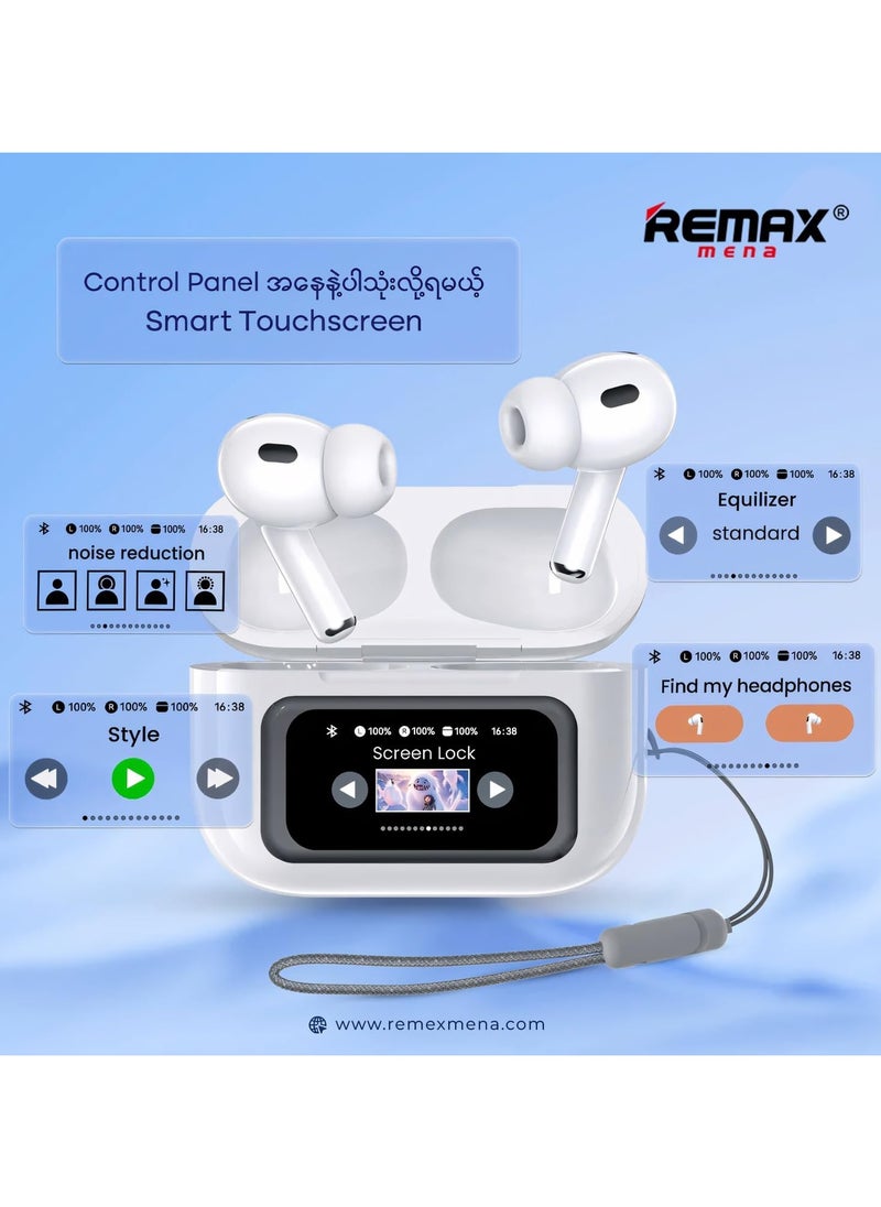 Remax Mena ANC+ENC True Wireless Earbuds Touch Screen Noise Reduction TWS Bluetooth Earphones True Wireless Headphones CozyPods W7N, White  - Image 3