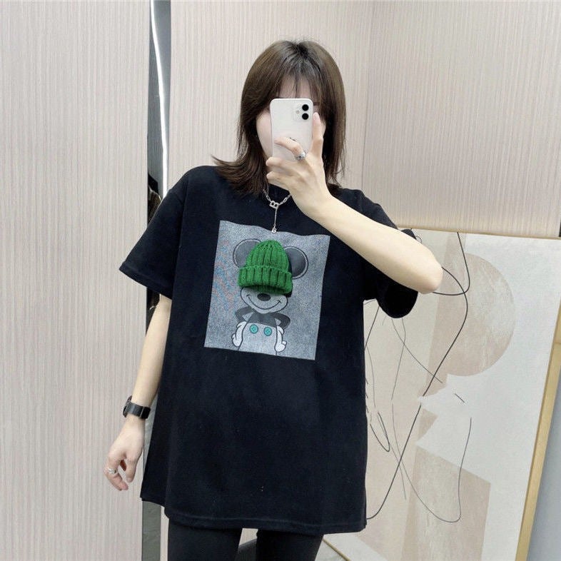 Women'S T-Shirt Thickened Brushed Half-Sleeve T-Shirt Loose Oversized Mid-Length Short-Sleeve Top Women'S Fashion - Image 4