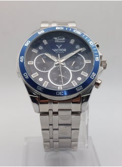 Victor Men Analog Quartz Silver Stainless Steel Band Watch V1535 - 45mm  - Image 3