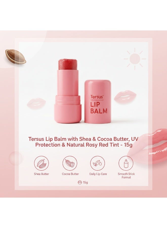Tersus Lip Balm with Shea & Cocoa Butter, UV Protection & Natural Rosy Red Tint - 15g - Image 3