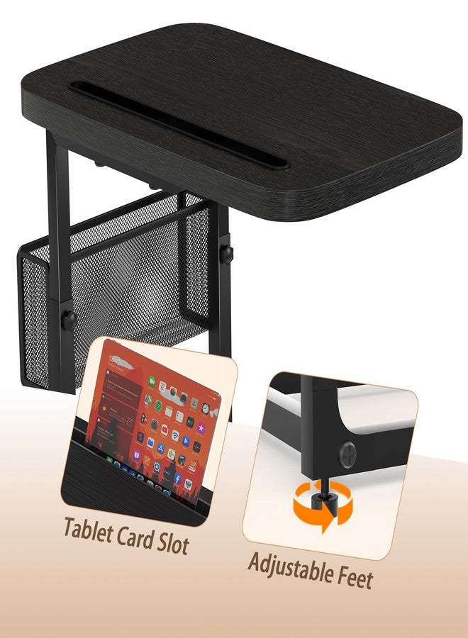 alentar Fashion TV Tray Table with Large Tabletop, Adjustable Sofa Table with Storage Baskets, Strong Metal Frame, Tv Dinner Tray Table for TV Watching, Meals, Snacks (Square, Black, 16.93inch x 12.6inch) - Image 5