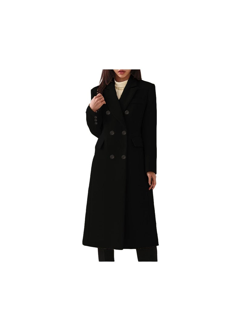 Loquat Squality Double Breasted Long Coat women Black  - Image 1