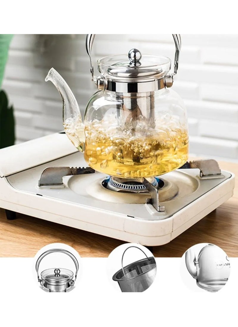 Dac - Clear Glass Teapot Heat Resistant Glass Teapot Transparent Stainless Steel Strainer Tea Pot with Lid Teapot Capacity 600ml DAC-56101 - Image 1
