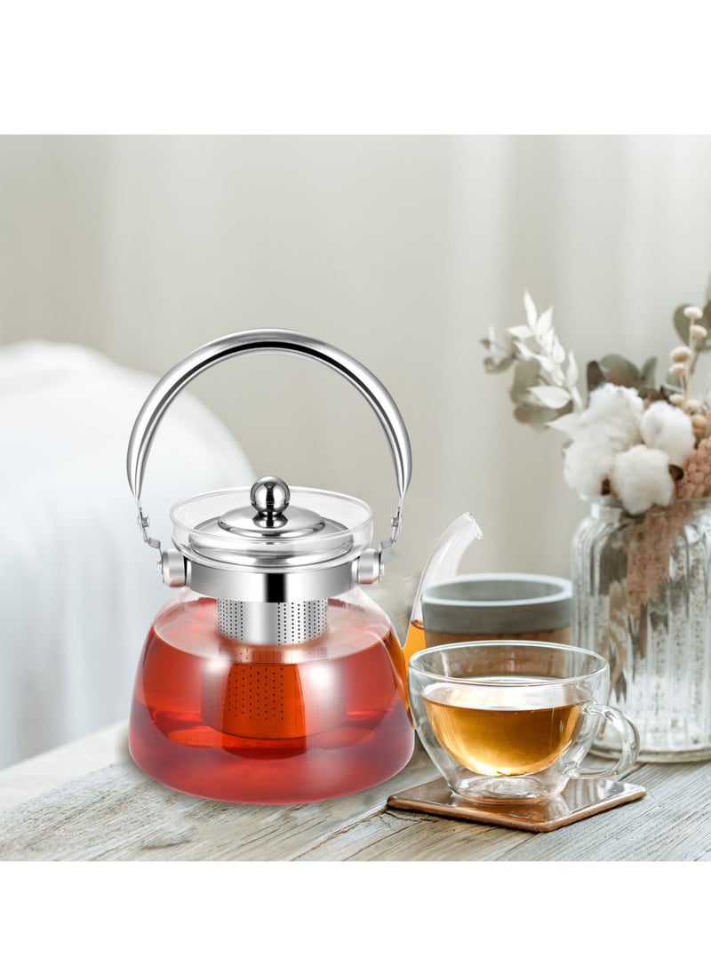 Dac - Clear Glass Teapot Heat Resistant Glass Teapot Transparent Stainless Steel Strainer Tea Pot with Lid Teapot Capacity 600ml DAC-56101 - Image 1