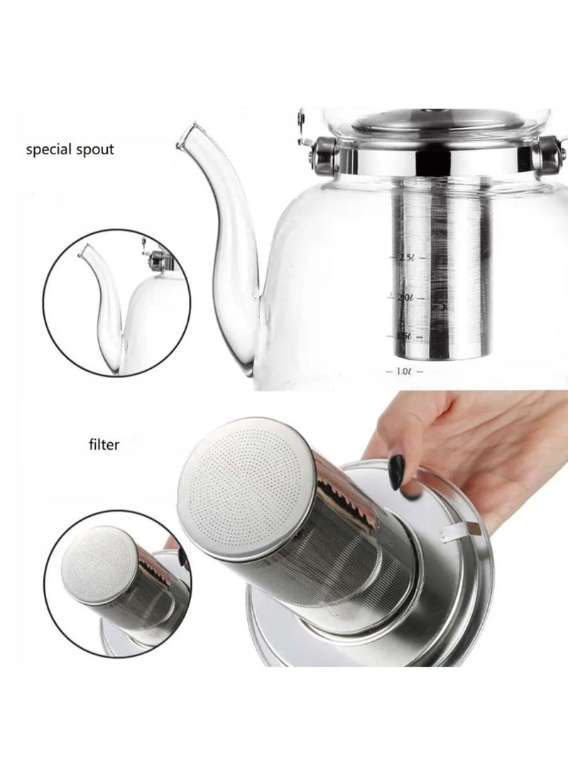 Dac - Clear Glass Teapot Heat Resistant Glass Teapot Transparent Stainless Steel Strainer Tea Pot with Lid Teapot Capacity 600ml DAC-56101 - Image 1
