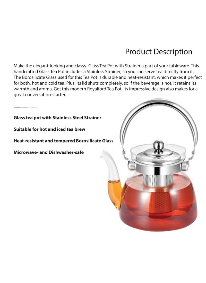 Dac - Clear Glass Teapot Heat Resistant Glass Teapot Transparent Stainless Steel Strainer Tea Pot with Lid Teapot Capacity 600ml DAC-56101 - Image 1