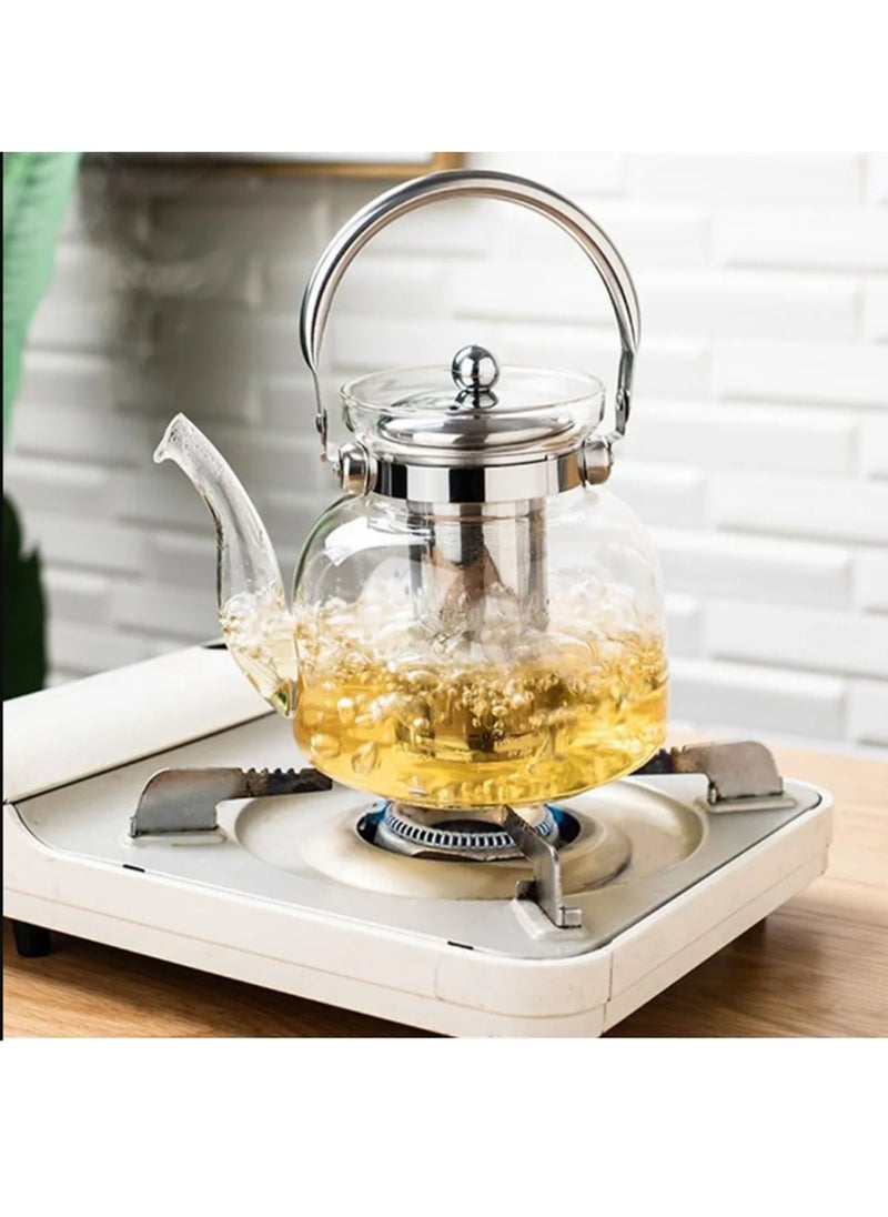 Dac - Clear Glass Teapot Heat Resistant Glass Teapot Transparent Stainless Steel Strainer Tea Pot with Lid Teapot Capacity 600ml DAC-56101 - Image 1