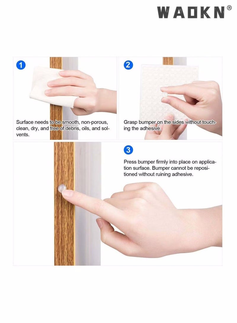 WAOKN Adhesive Bumper Pads, Clear Rubber Feet Adhesive Bumper Pads Self Stick Bumpers Sound Dampening Door Bumpers Cabinet Buffer Pads for Drawers Table Laptop Cutting Boards, 100 Pcs - Image 5