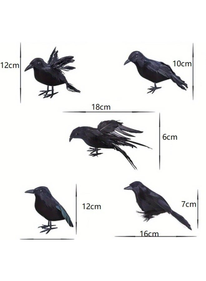 Loquat Crow Wings  Simulation Feather Crow Ornaments Easter A Generation Of Hair-Color:Five-piece Set 1 - Image 1