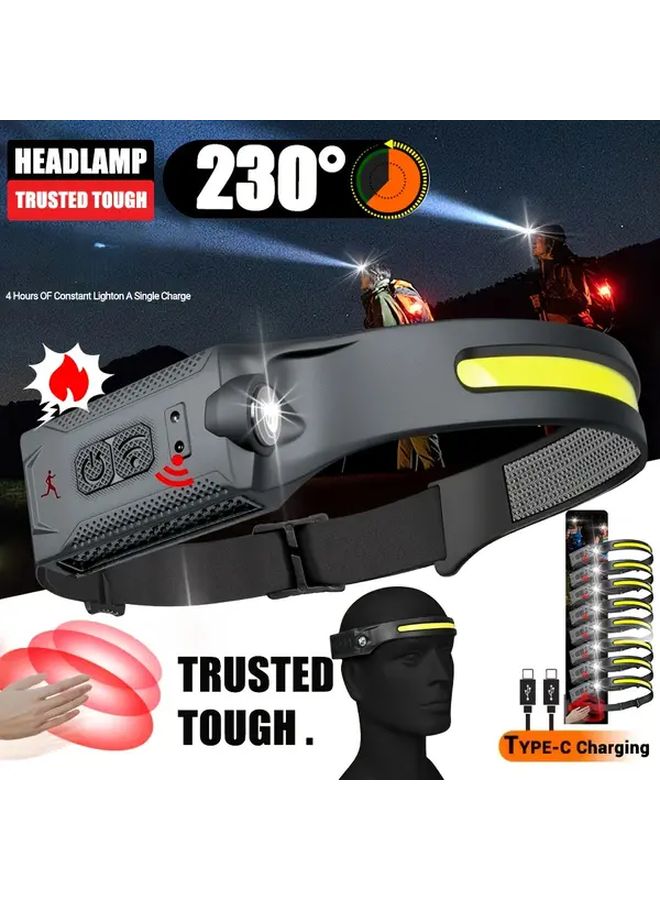 2pcs LED Motion Sensing Headlamp USB Rechargeable 3 Modes Adjustable Brightness Red Light For Camping Hiking Fishing Home Emergency - Image 3