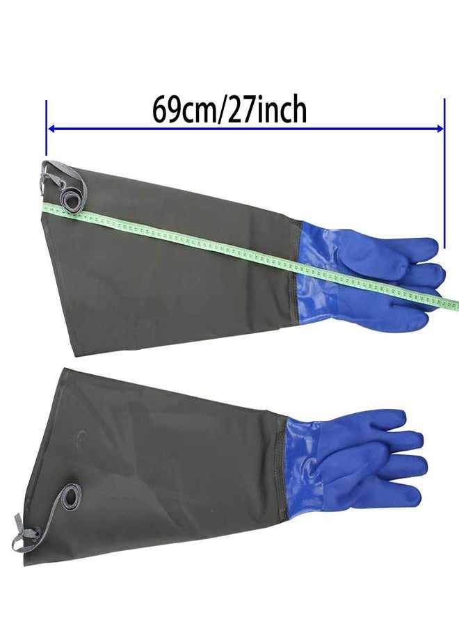 Eiito Drain cleaning gloves,Pond Gloves,Long Rubber gloves,Waterproof Gloves elbow length rubber gloves- 27 Inch Insulated Waterproof - Image 3