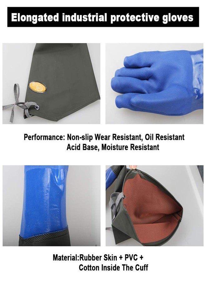 Eiito Drain cleaning gloves,Pond Gloves,Long Rubber gloves,Waterproof Gloves elbow length rubber gloves- 27 Inch Insulated Waterproof - Image 2