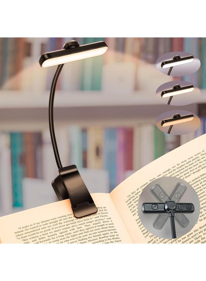  طائرة ورقية مصباح كتاب قابل لإعادة الشحن للقراءة في السرير مع 24 مصباح LED ووظيفة الذاكرة - 3 درجات حرارة للألوان، 5 مستويات سطوع، عمر بطارية يصل إلى 80 ساعة، مصباح كتاب مرن مثبت على مشبك لعشاق الكتب - Image 1