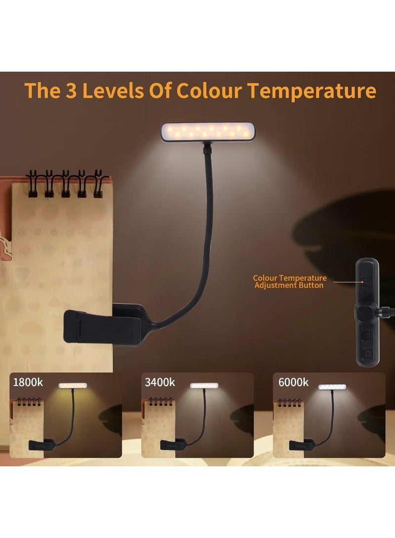  طائرة ورقية مصباح كتاب قابل لإعادة الشحن للقراءة في السرير مع 24 مصباح LED ووظيفة الذاكرة - 3 درجات حرارة للألوان، 5 مستويات سطوع، عمر بطارية يصل إلى 80 ساعة، مصباح كتاب مرن مثبت على مشبك لعشاق الكتب - Image 4