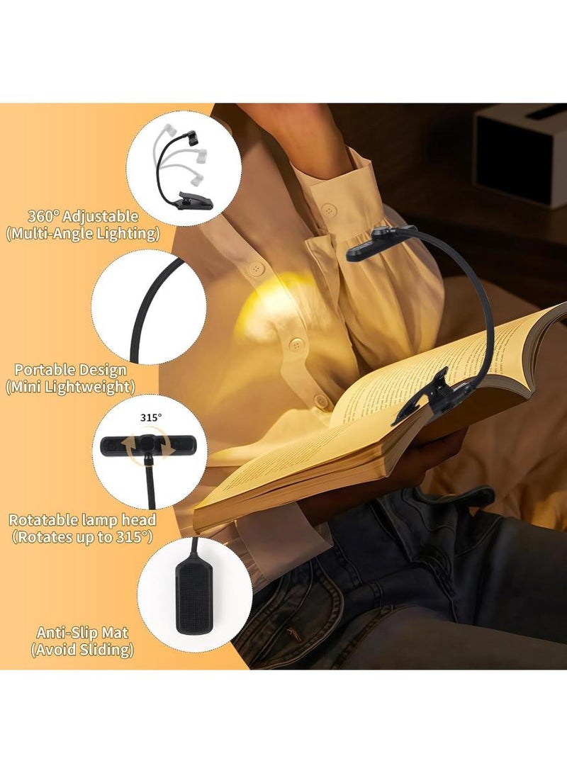  طائرة ورقية مصباح كتاب قابل لإعادة الشحن للقراءة في السرير مع 24 مصباح LED ووظيفة الذاكرة - 3 درجات حرارة للألوان، 5 مستويات سطوع، عمر بطارية يصل إلى 80 ساعة، مصباح كتاب مرن مثبت على مشبك لعشاق الكتب - Image 3