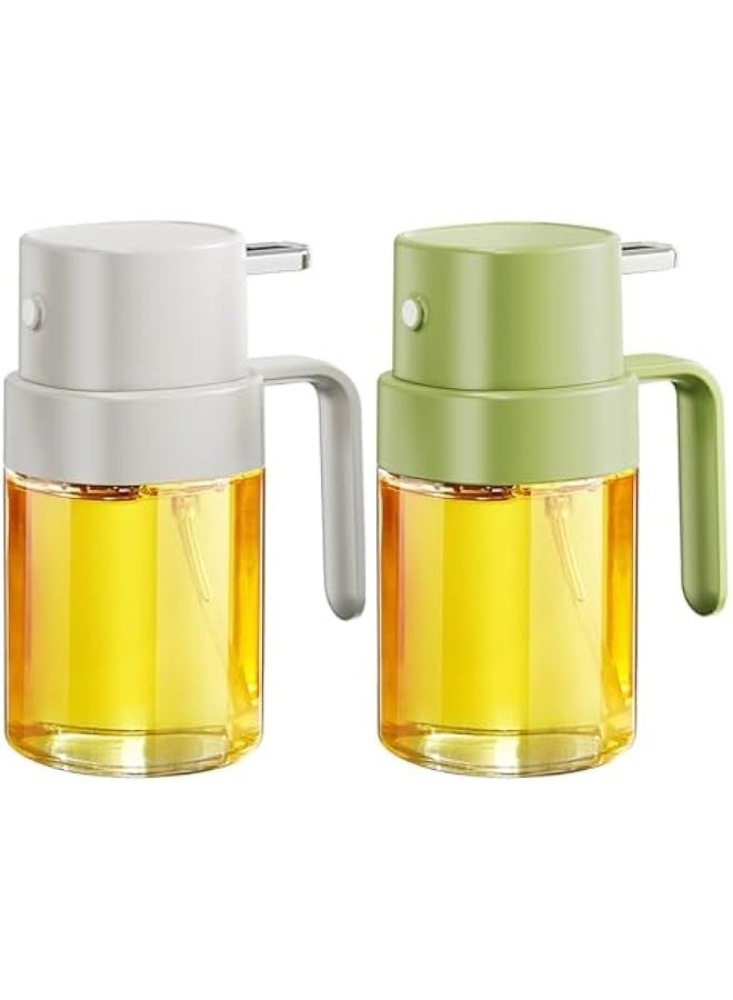2pcs 6.8 OZ/ 200 ML Oil Sprayer for Cooking, Premium Oil Spray Bottle for Kitchen, Food-grade Olive Oil Sprayer, Portable Oil Mister for Air Fryer, Outdoor BBQ and Camping (White & Green) - Image 1