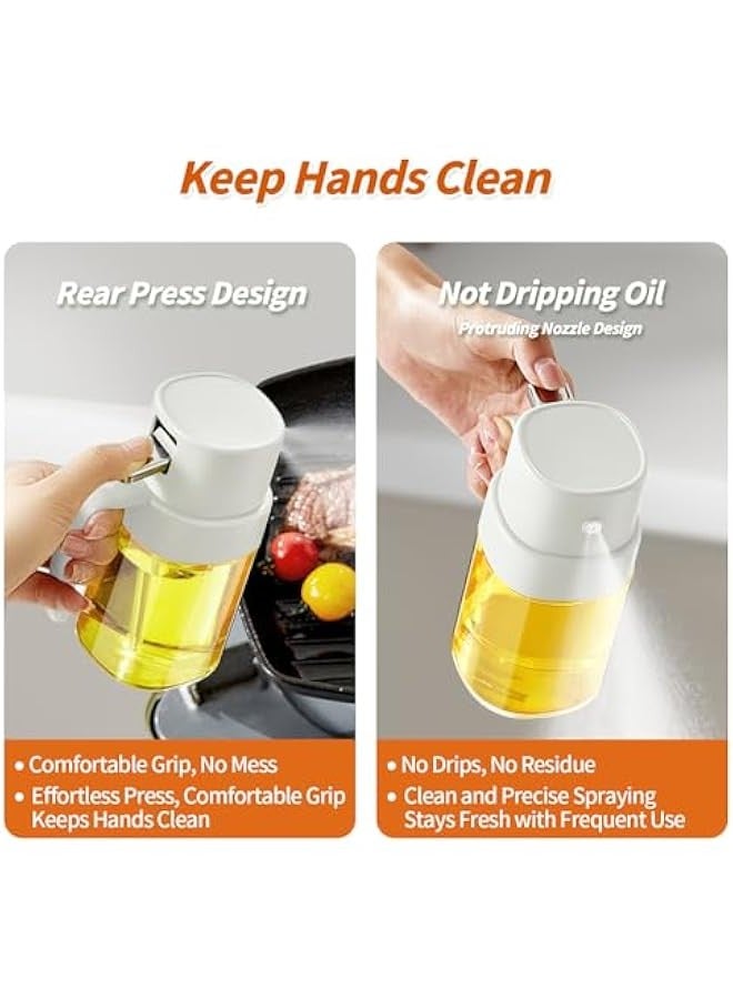 2pcs 6.8 OZ/ 200 ML Oil Sprayer for Cooking, Premium Oil Spray Bottle for Kitchen, Food-grade Olive Oil Sprayer, Portable Oil Mister for Air Fryer, Outdoor BBQ and Camping (White & Green) - Image 3