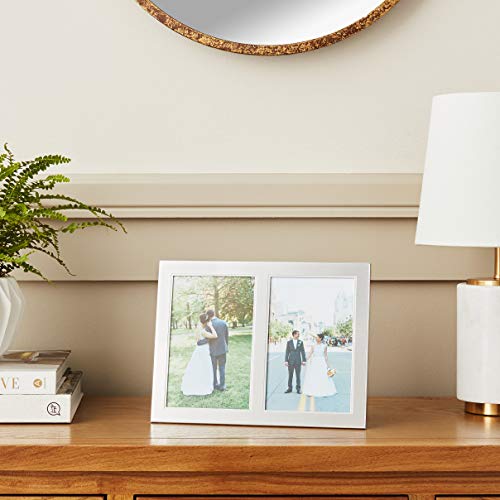 Lawrence Frames 2-Tone Double Opening Panel Picture Frame, 4 by 6-Inch, Brushed Silver Metal and Shiny Metal - Image 2