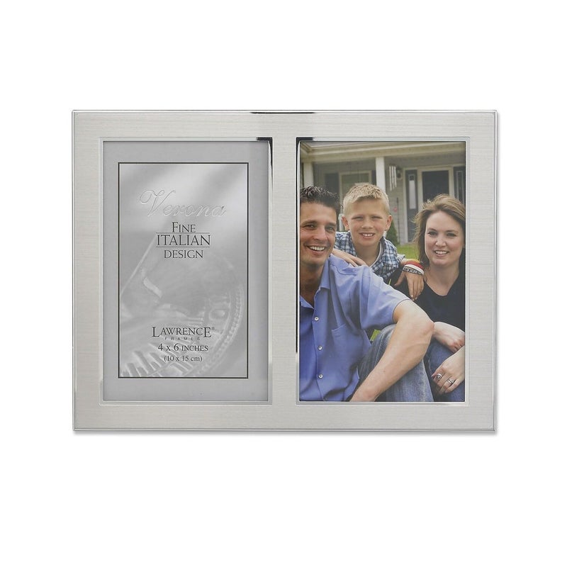 Lawrence Frames 2-Tone Double Opening Panel Picture Frame, 4 by 6-Inch, Brushed Silver Metal and Shiny Metal - Image 5