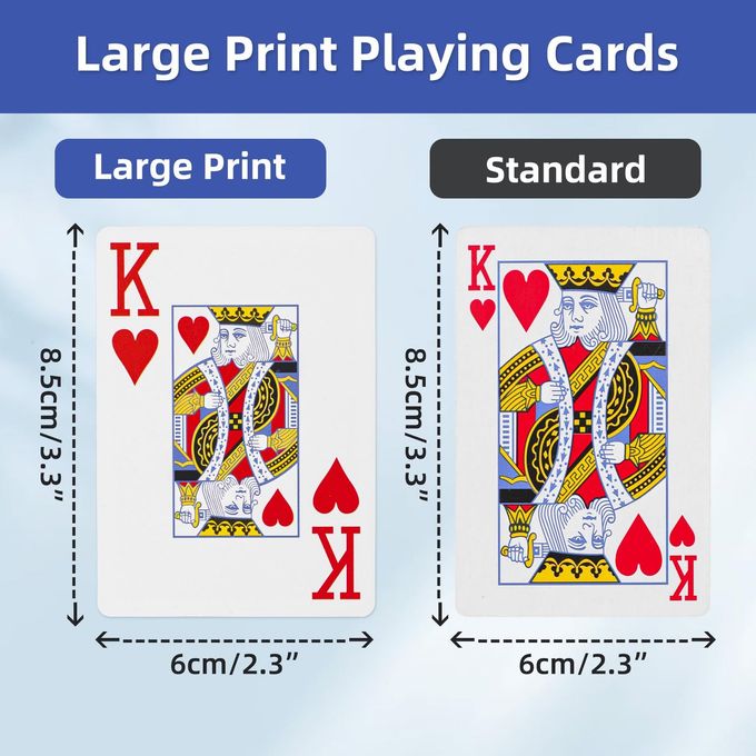 Fanwer Playing Cards Large Print for Adults 2 Pack, Large Print Playing Cards for Seniors, Vision Impaired, Low Vision Crowd, for Blackjack, Euchre, Canasta Card Game - Image 3