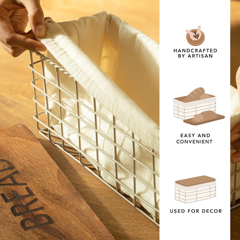 Ellementry Twine Wire Metal Bread Box with Wooden Lid BPAFree Food Grade Storage Container Freezer Microwave Dishwasher Safe Stylish Kitchen Organizer for Bread Food Items - Image 3