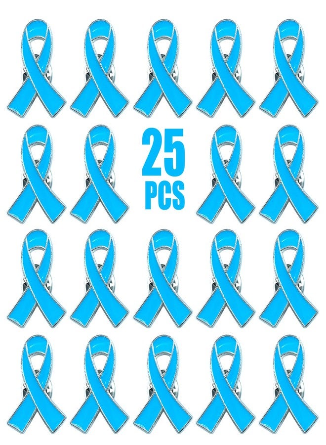 Light Blue Awareness Ribbon Pins Prostate Cancer Awareness Products Trisomy 18 Cushing Syndrome Chronic Illness Thyroid Disease Awareness Pin (Light Blue)