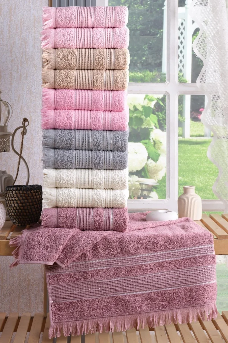 Zeynep Tekstil Zeynep Textile Shiny 12 Piece 50x90 Cm Hand & Face Towel Set