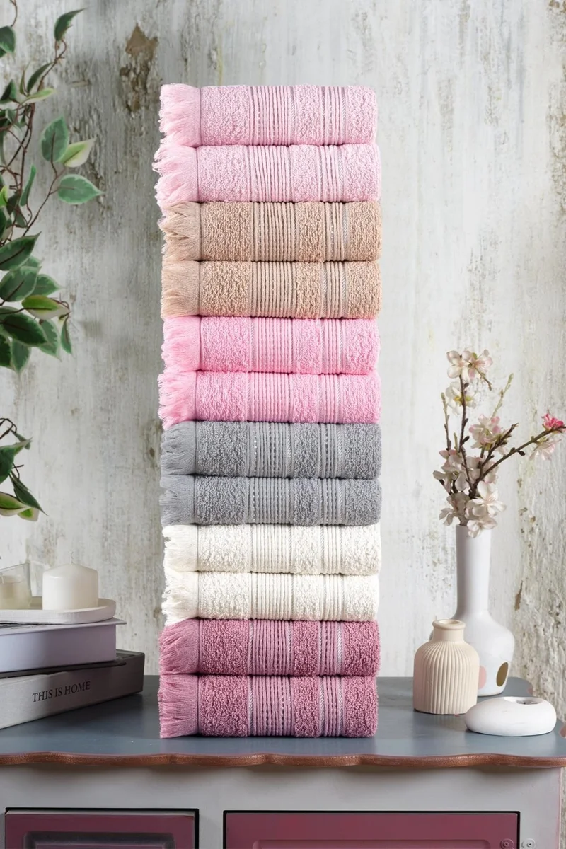 Zeynep Tekstil Zeynep Textile Shiny 12 Piece 50x90 Cm Hand & Face Towel Set