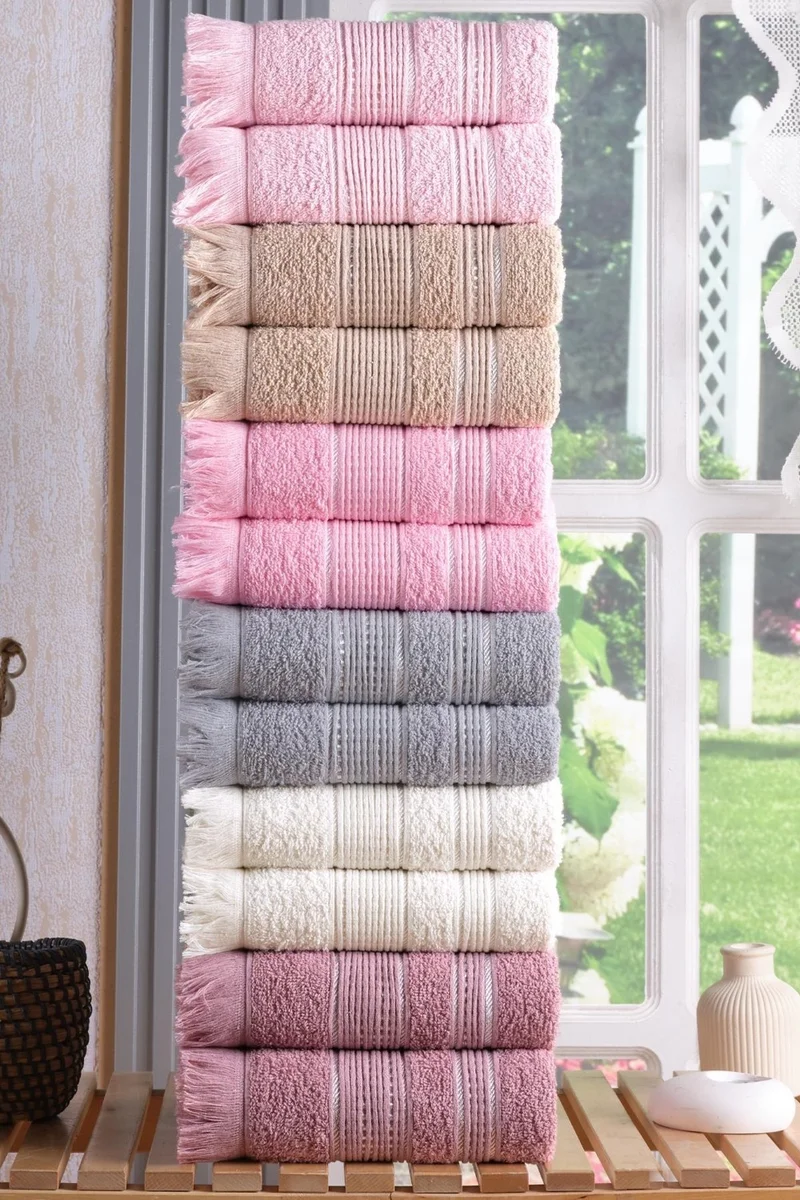 Zeynep Tekstil Zeynep Textile Shiny 12 Piece 50x90 Cm Hand & Face Towel Set