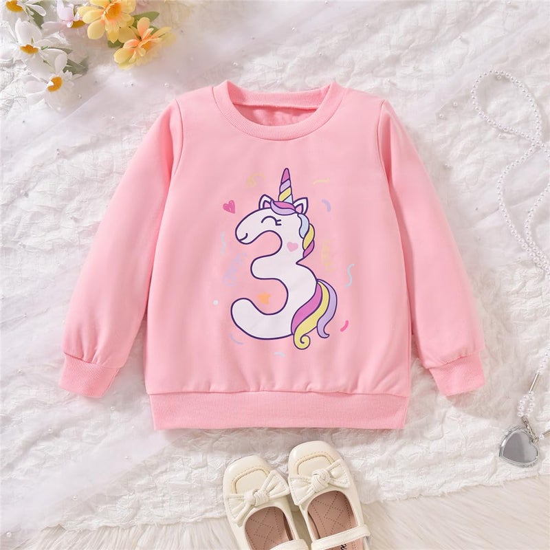 CPEI 3rd Birthday Outfits for Toddler Girls 3 Year Old Third Three Sweatshirt Tutu Skirt Fall Clothes (Pink, 3 Years) - Image 2