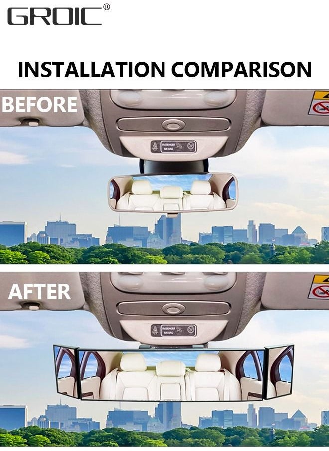 GROIC Universal Car Interior Rear View Mirror,360 Degree Rotation Mirror Wide Angle Anti-Glare Curved Panoramic Rearview Mirror Eliminate Blind Spots  - Image 2