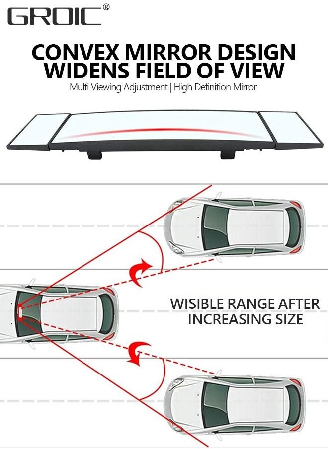 GROIC Universal Car Interior Rear View Mirror,360 Degree Rotation Mirror Wide Angle Anti-Glare Curved Panoramic Rearview Mirror Eliminate Blind Spots  - Image 4