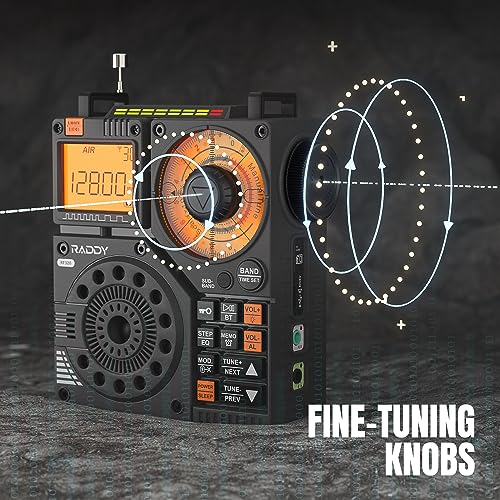 Raddy RF320 APP Control Shortwave Radio, AIR/FM/AM/VHF/SW/WB Receiver, Portable Radio Rechargeable w/ 9.85 Ft Wire Antenna (Black) - Image 5