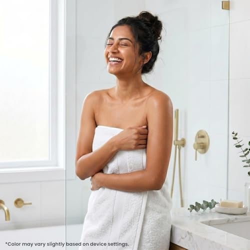 Earthy Fables Premium Bath Towel - 100% Combed Cotton, 600 GSM, Ultra Soft, Quick Dry and Highly Absorbent for Home, Travel and Acne-Prone Skin, 150 x 70 cm, White - Image 3