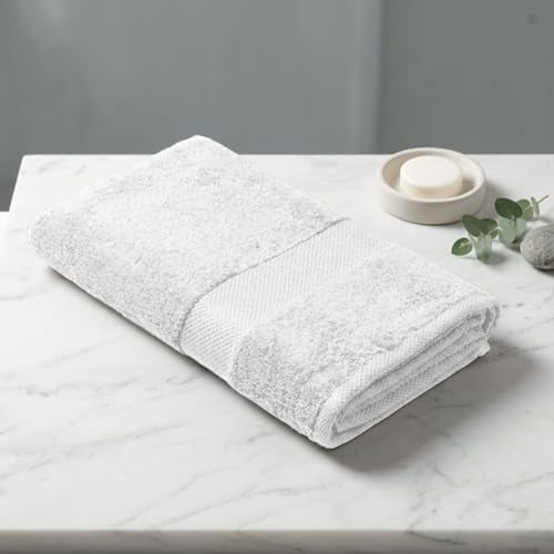 Earthy Fables Premium Bath Towel - 100% Combed Cotton, 600 GSM, Ultra Soft, Quick Dry and Highly Absorbent for Home, Travel and Acne-Prone Skin, 150 x 70 cm, White - Image 1