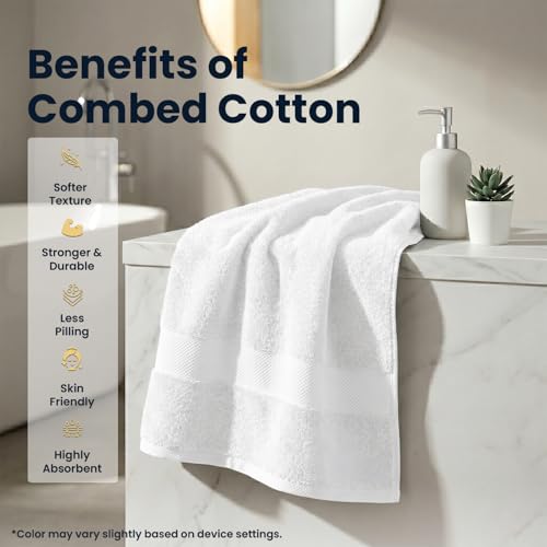 Earthy Fables Premium Bath Towel - 100% Combed Cotton, 600 GSM, Ultra Soft, Quick Dry and Highly Absorbent for Home, Travel and Acne-Prone Skin, 150 x 70 cm, White - Image 5