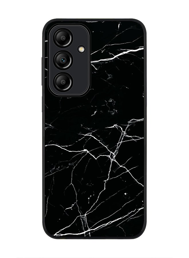 Stylizedd Rugged Black Edge Case for Samsung Galaxy A55, Slim fit Soft Case Flexible Rubber Edges Anti Drop TPU Gel Thin Cover -  Marble Print Black  - Image 1