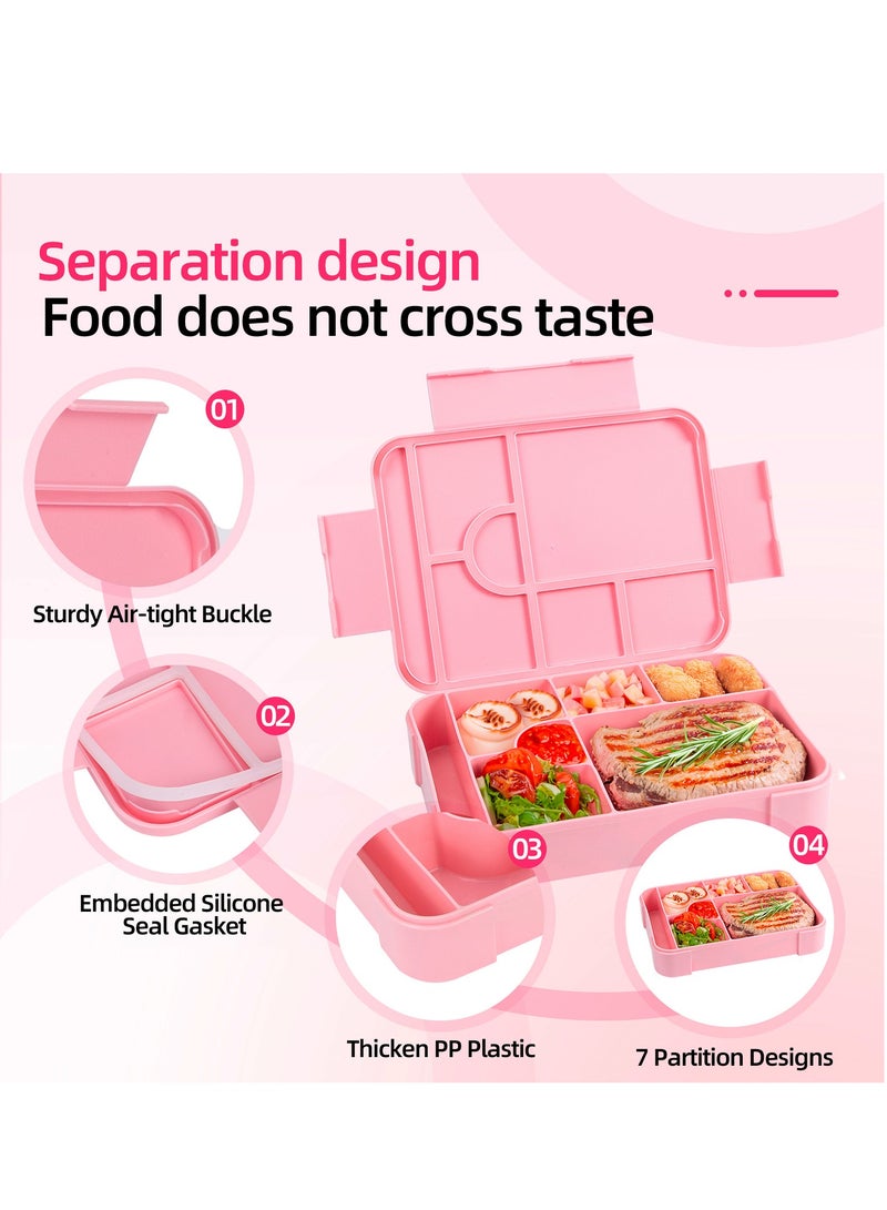 صندوق غداء بينتو للأطفال والكبار، حاويات طعام غداء للأطفال مقاومة للتسرب مع أدوات مائدة وحاوية صلصة، وعاء طعام ساخن معزول حراريًا للأطفال للمدرسة، ترافيل - (وردي) - Image 5